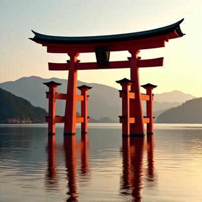厳島神社の鳥居と瀬戸内海