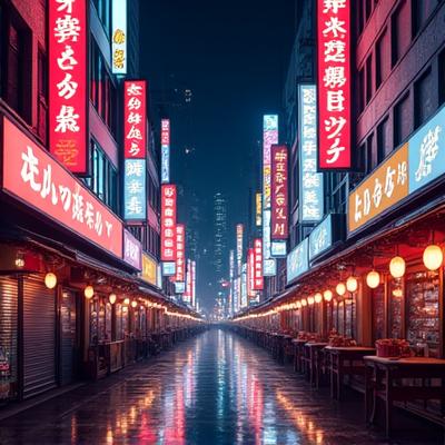 新宿のネオン街の夜景