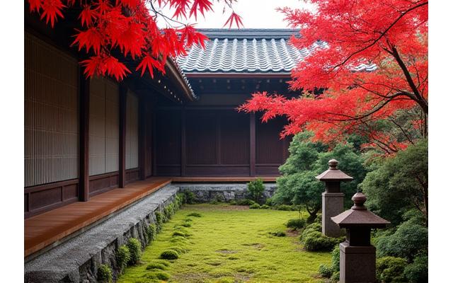 京都の禅寺と紅葉の庭園